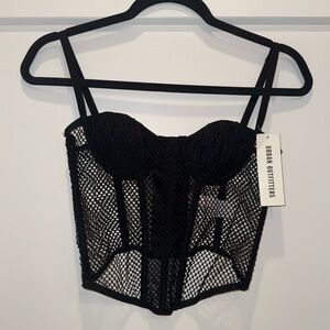 NWT! Urban Outfitters Black Mesh Corset Top